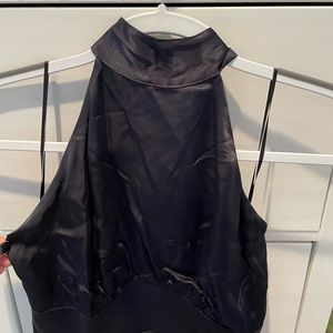 NEW- black silk halter top dress